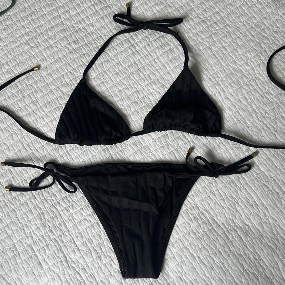Vitamin A Black Ribbed Bikini Set